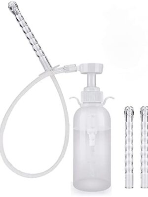 Multi-purpose Washer Enema Vaginal Cleaner, Intestinal Cleaning, Cleaning, Bidet, Delicate Care, Clean, Constipation Enema Shower, Backflow Prevention, Unisex, Manual Pump Type, 10.1 fl oz (300 ml) (1 Tube & 3 Replacement Heads)