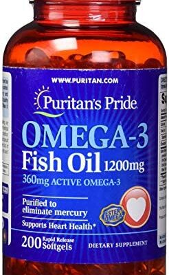 ピューリタンズプライド(Puritan's Pride) オメガ3 魚油 フィッシュオイル 1200 mg.ソフトジェル